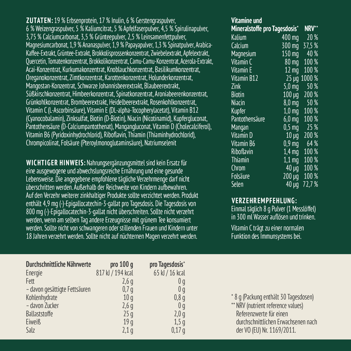 Vital Greens Pulver (30 Sachets)