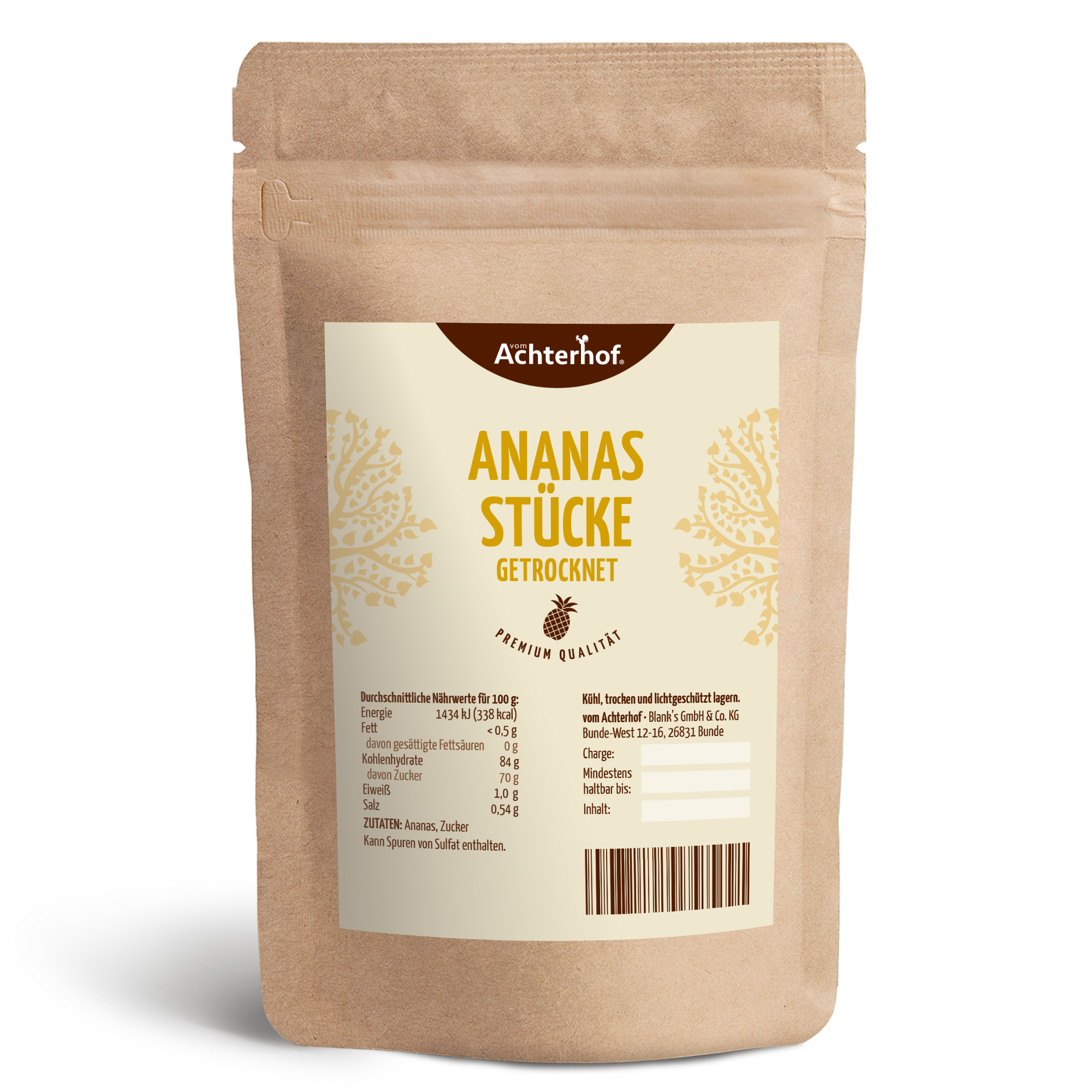 Ananasstücke getrocknet & gezuckert (500g)