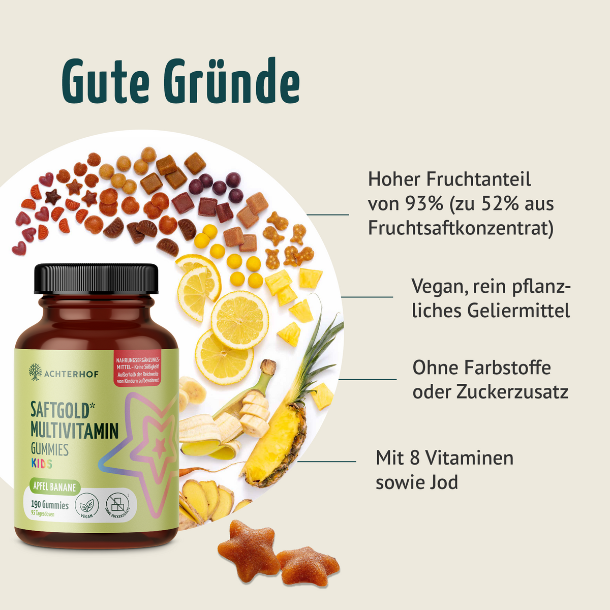 Saftgold Multivitamin Kids Gummies Apfel Banane (190 Stück)
