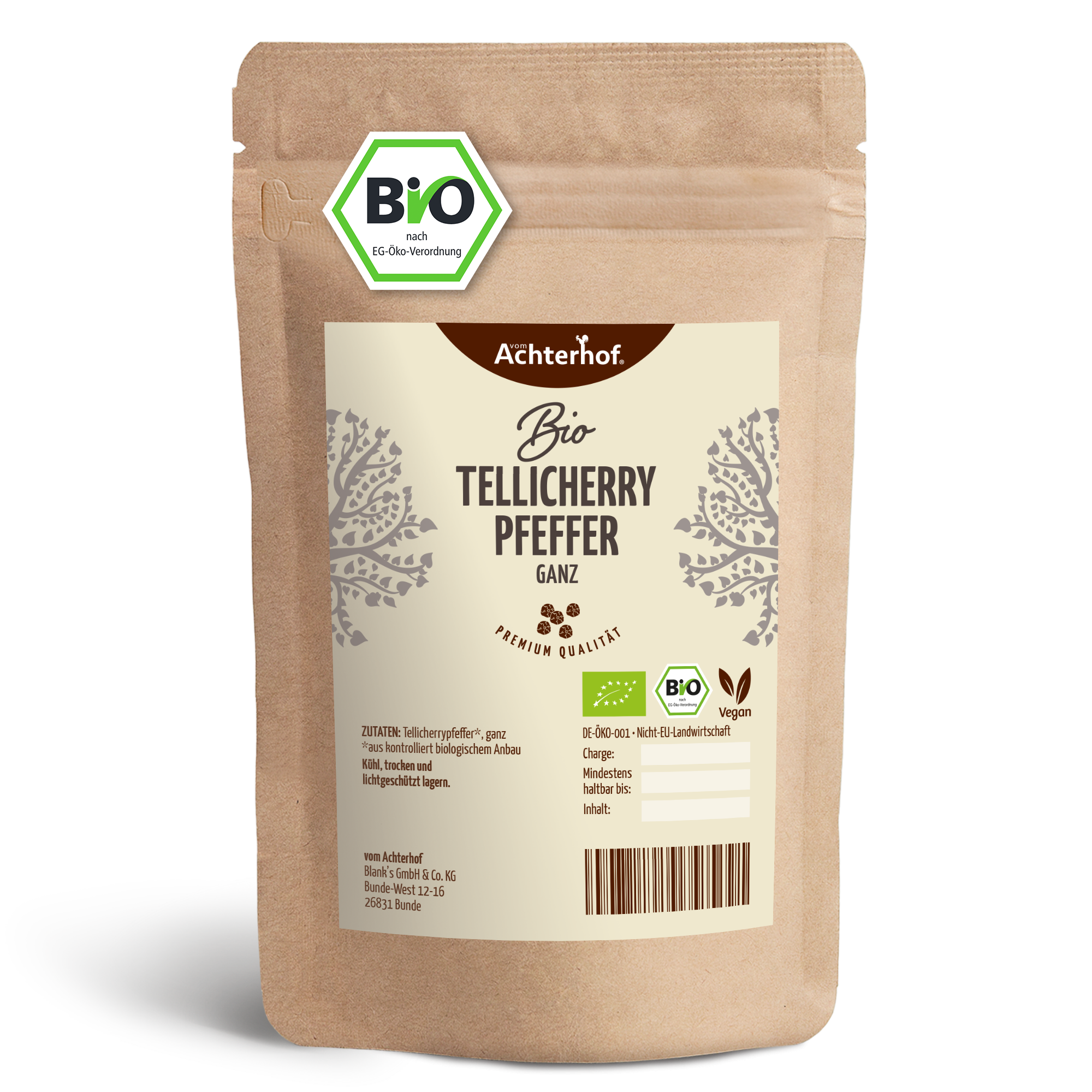 Tellicherry Pfeffer ganz Bio (250g)