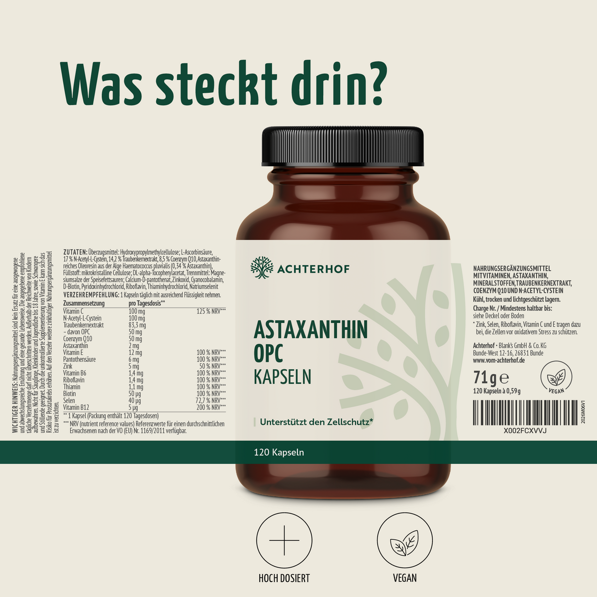 Astaxanthin OPC Zellschutz Kapseln (120 Kapseln)