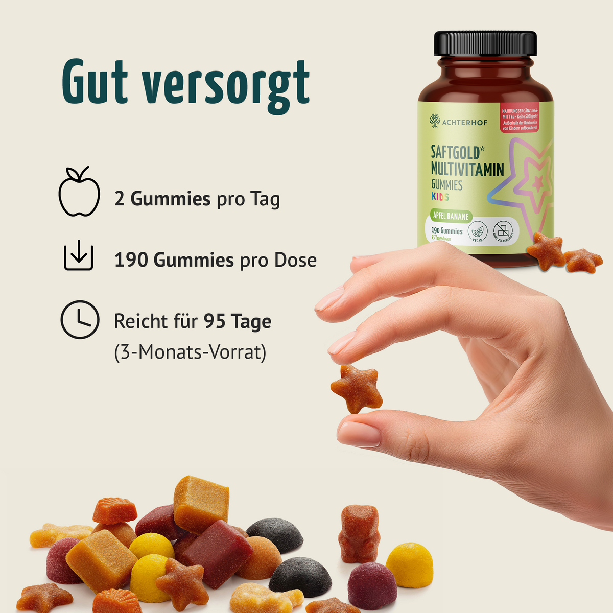 Saftgold Multivitamin Kids Gummies Apfel Banane (190 Stück)