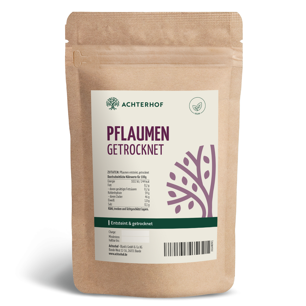 Pflaumen entsteint & getrocknet (500g)