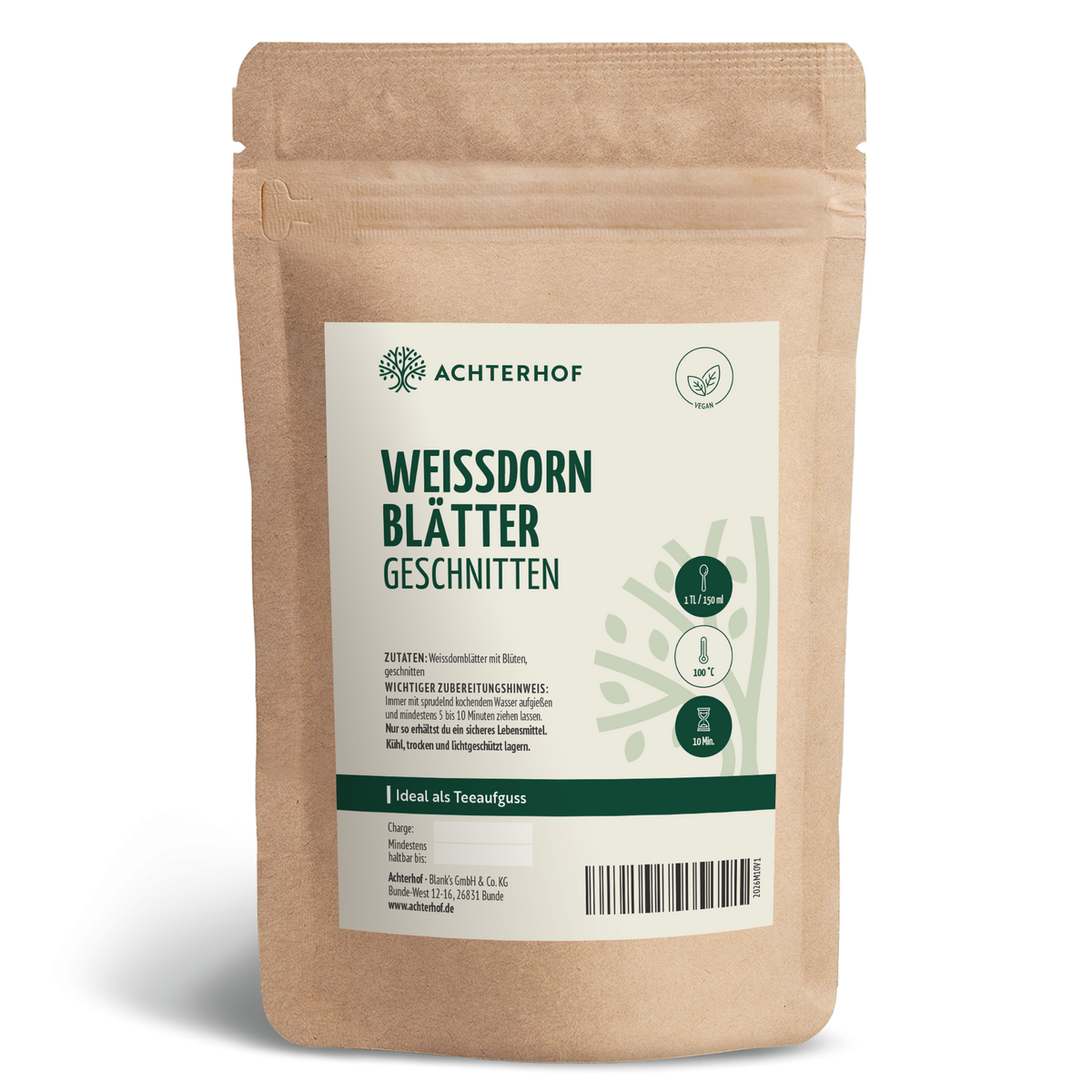 Weißdornblätter mit Blüten geschnitten (250g)